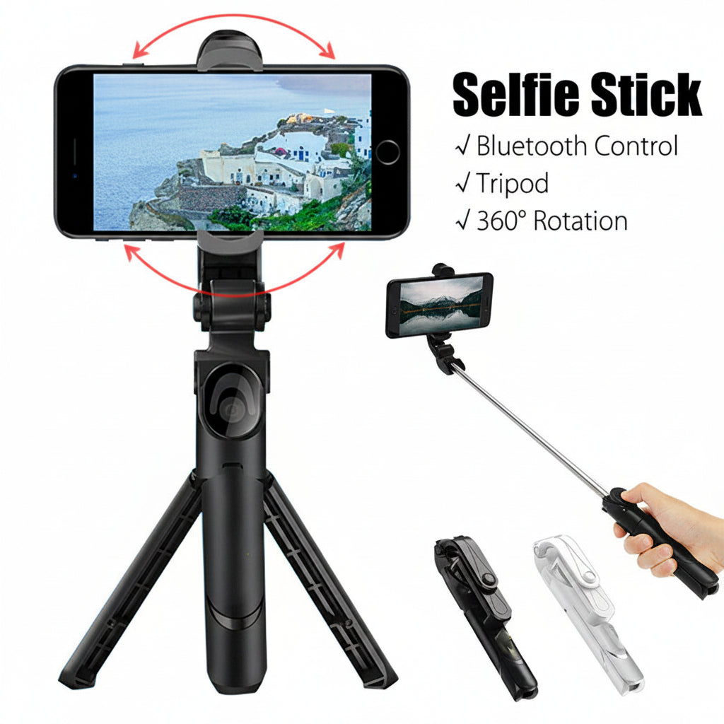 Bluetooth Selfie Stick Tripod Extendable Phone Holder Remote Monopod Black Slim