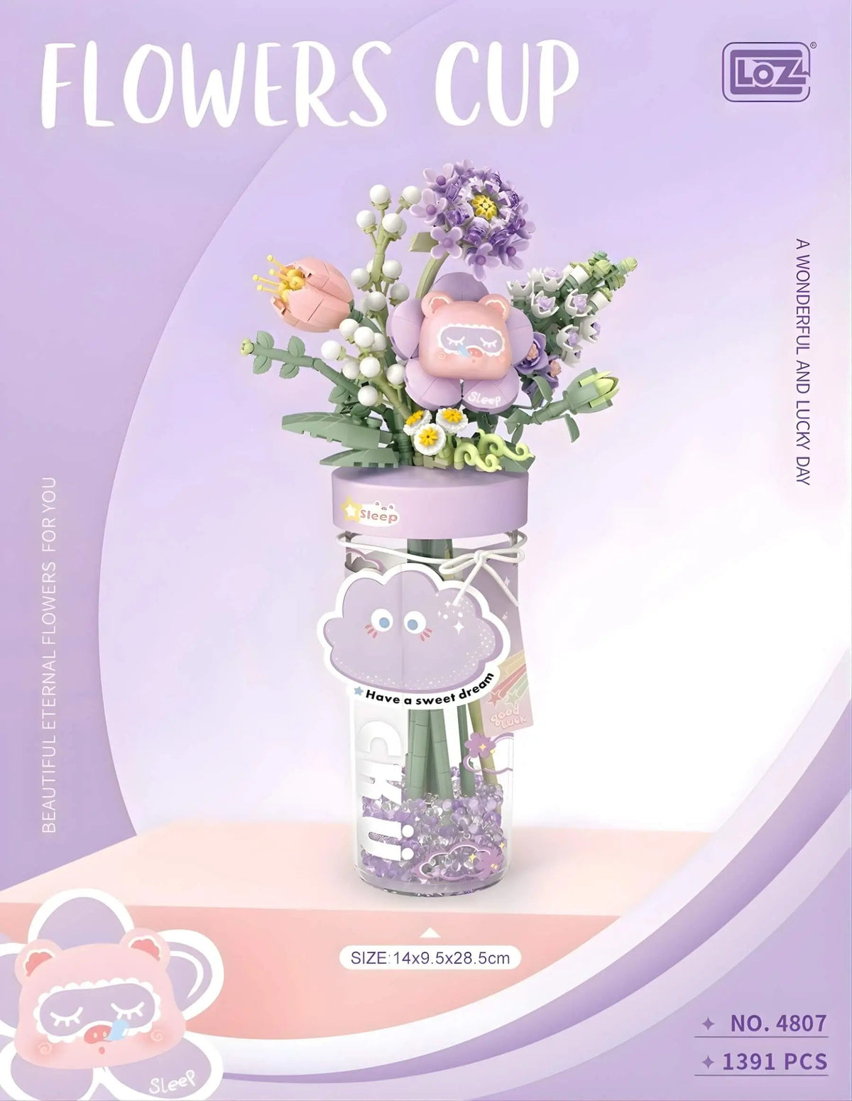 LOZ Tranquiler violetter Blumenstrauß Becher 4807