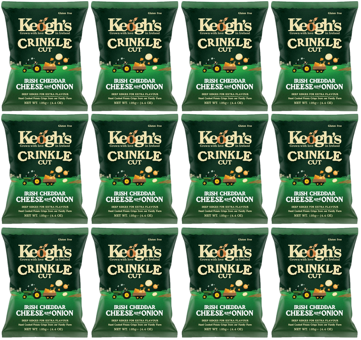 12 x Keogh's Crinkle Cut Cheddar Cheese And Red Onion 125G