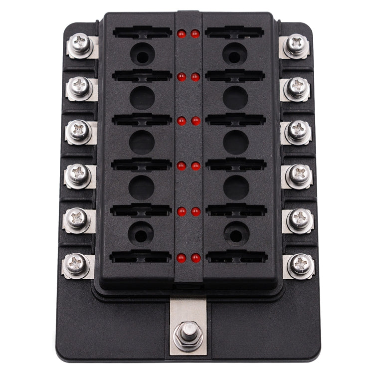 1-in-12-Out-Sicherungskasten mit Schraubklemmenbereich, Sicherungshalter-Kits mit LED-Warnanzeige für Auto, LKW, Boot, 1-in-12-Out (Schraubklemmenbereich)