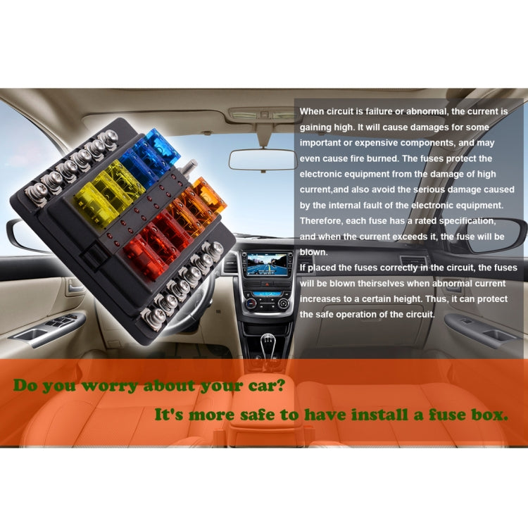 1-in-12-Out-Sicherungskasten mit Schraubklemmenbereich, Sicherungshalter-Kits mit LED-Warnanzeige für Auto, LKW, Boot, 1-in-12-Out (Schraubklemmenbereich)