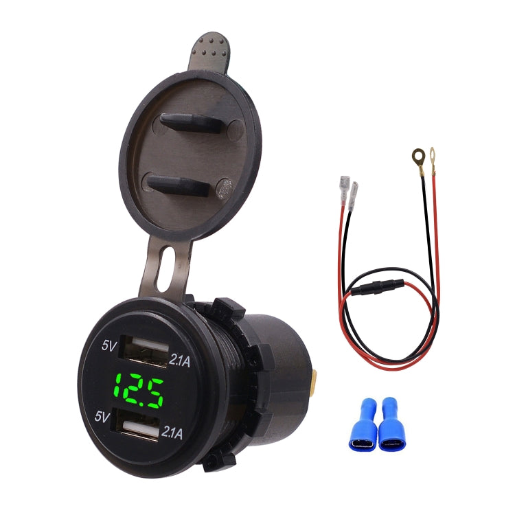 Universelles Auto-Dual-Port-USB-Ladegerät mit Steckdose, Adapter 4,2 A 5 V IP66 mit digitalem LED-Voltmeter + 60 cm Kabel, 4,2 A Voltmeter + 60 cm Kabel (grünes Licht), 4,2 A Voltmeter + 60 cm Kabel (rotes Licht)