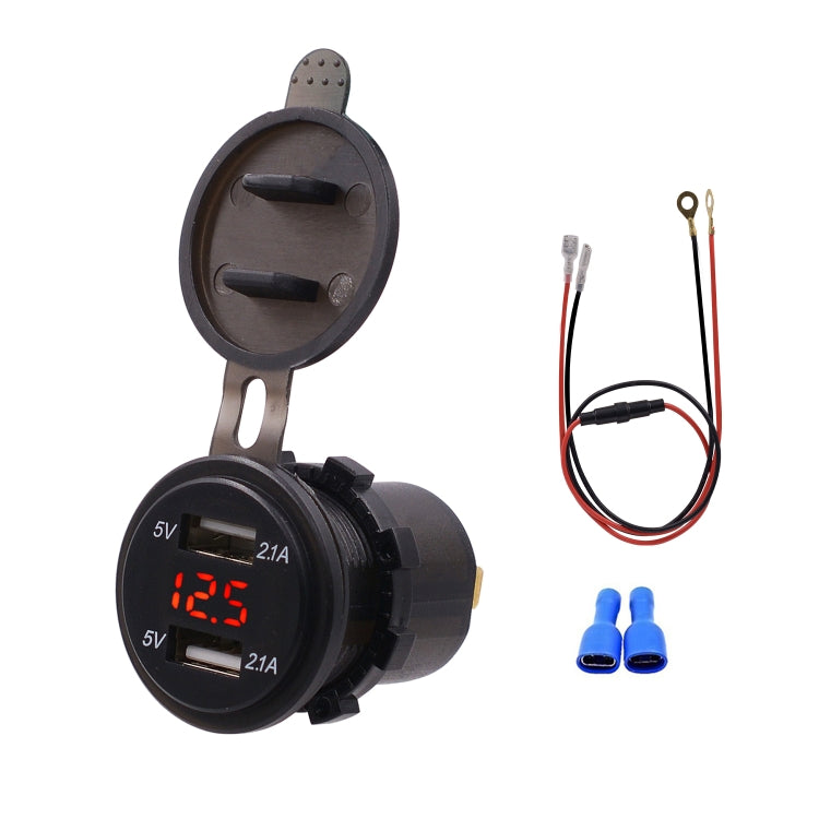 Universelles Auto-Dual-Port-USB-Ladegerät mit Steckdose, Adapter 4,2 A 5 V IP66 mit digitalem LED-Voltmeter + 60 cm Kabel, 4,2 A Voltmeter + 60 cm Kabel (grünes Licht), 4,2 A Voltmeter + 60 cm Kabel (rotes Licht)