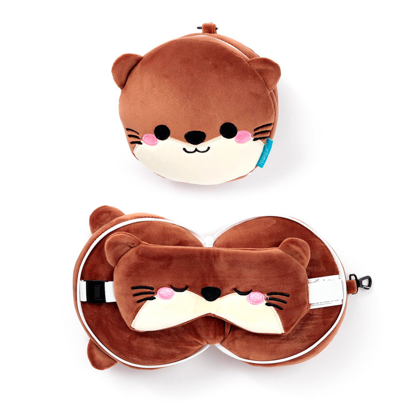 Relaxeazzz Adoramals Henry the Otter Plush Travel Pillow & Eye Mask