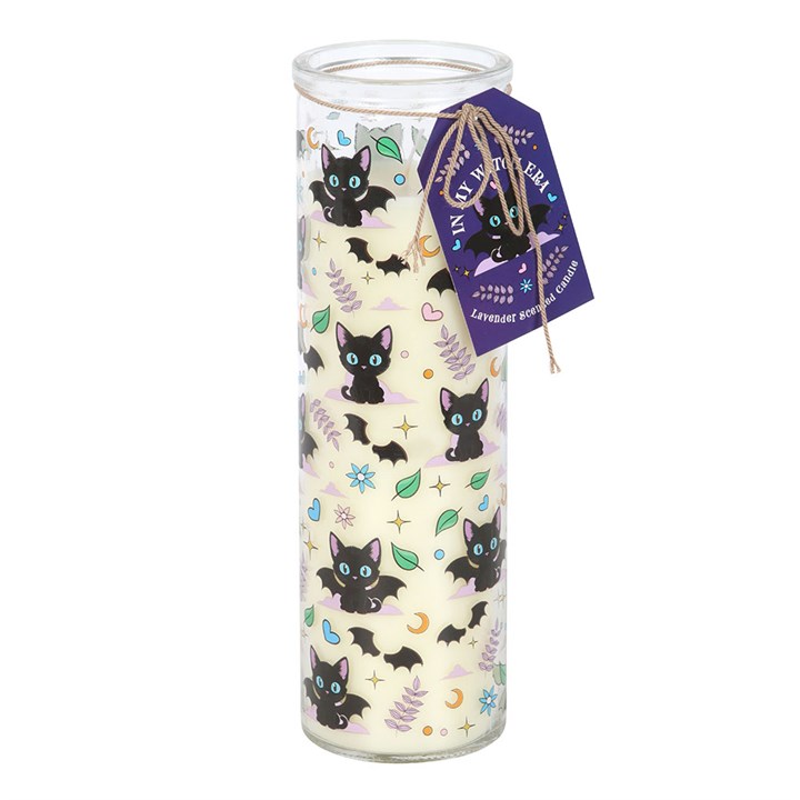Cute and Creepy Cat Print Lavender Tube Candle