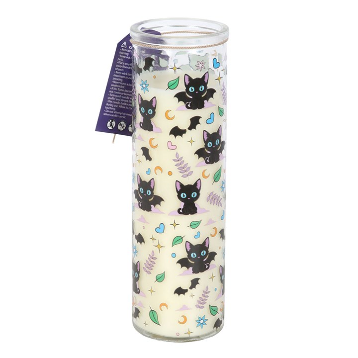 Cute and Creepy Cat Print Lavender Tube Candle