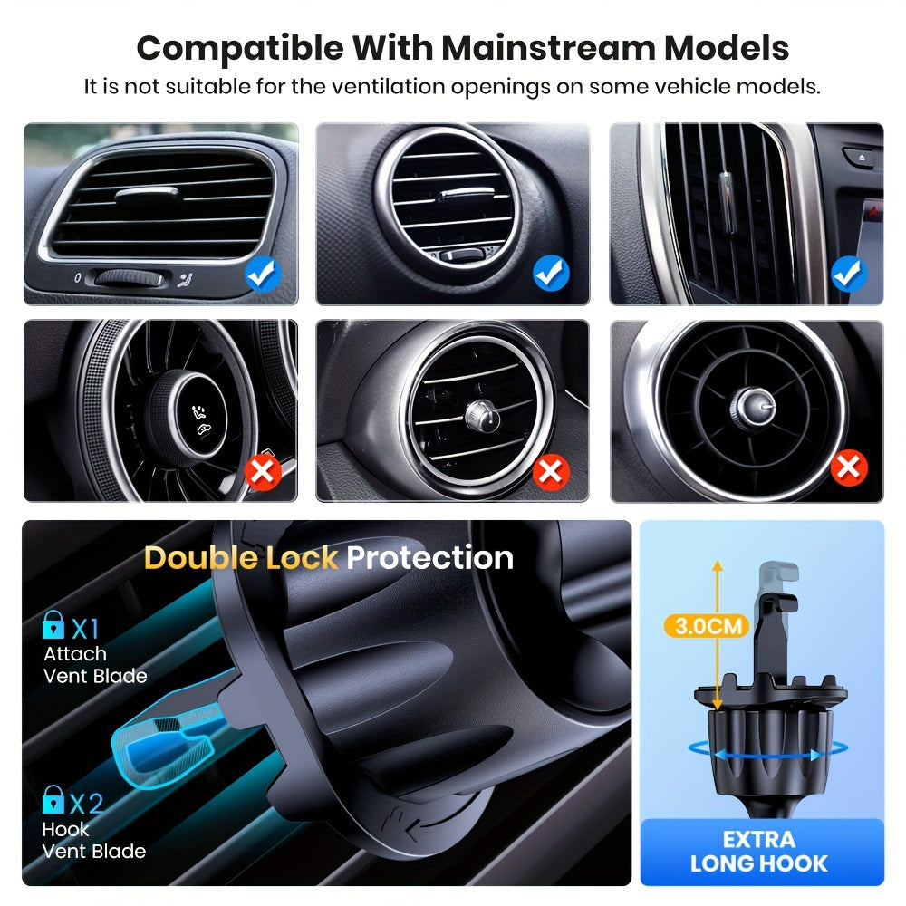 Car Phone Holder Mount - Auto-Locking Air Vent Clip for iPhone, Samsung & All Phones