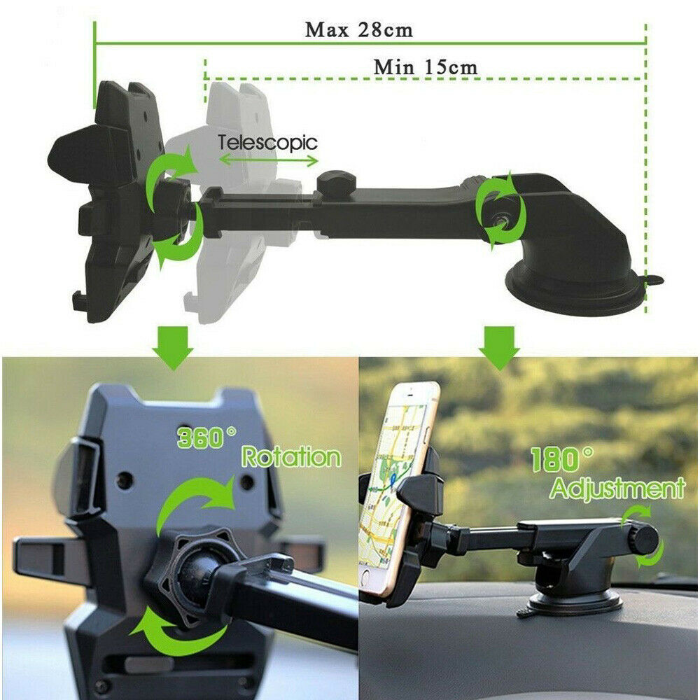 Car Phone Holder Universal Suction Mount Dashboard Windscreen Air Vent Mobile Black