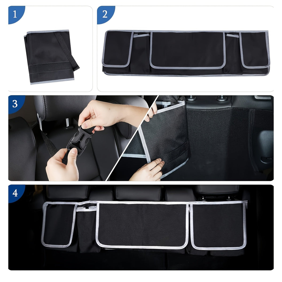 Universal Car Seat Back Organizer - Large Capacity Storage with Multiple Pockets & Durable Fabric