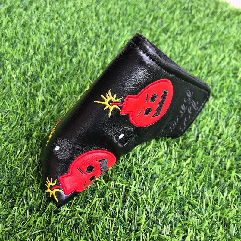 Cartoon Bomb Golf Headcovers PU Leather Driver Fairway Wood Putter Head Covers
