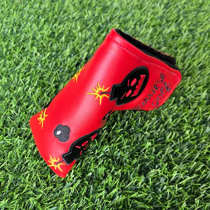 Cartoon Bomb Golf Headcovers PU Leather Driver Fairway Wood Putter Head Covers