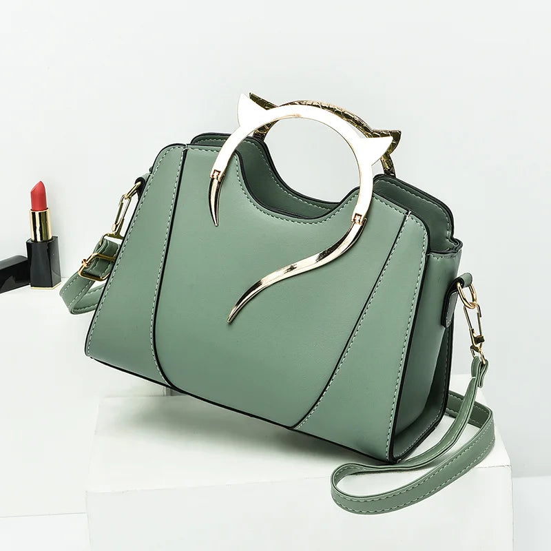 Trendy Cat Ear Design Handbag PU Leather Shoulder Bag Women’s - Chain Crossbody