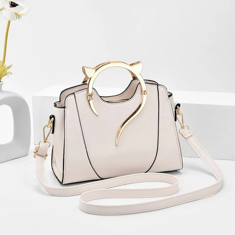 Trendy Cat Ear Design Handbag PU Leather Shoulder Bag Women’s - Chain Crossbody
