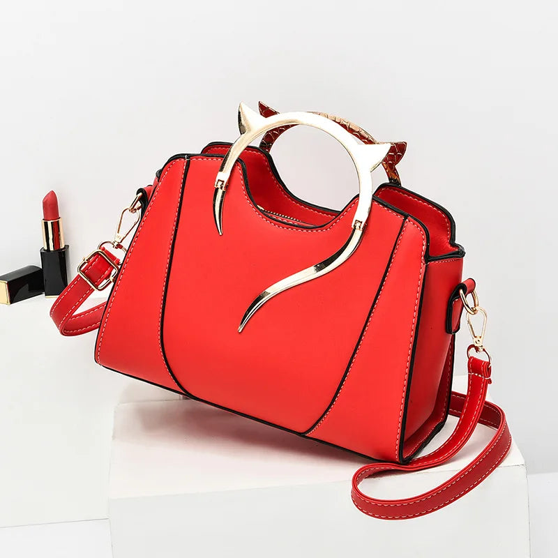 Trendy Cat Ear Design Handbag PU Leather Shoulder Bag Women’s - Chain Crossbody
