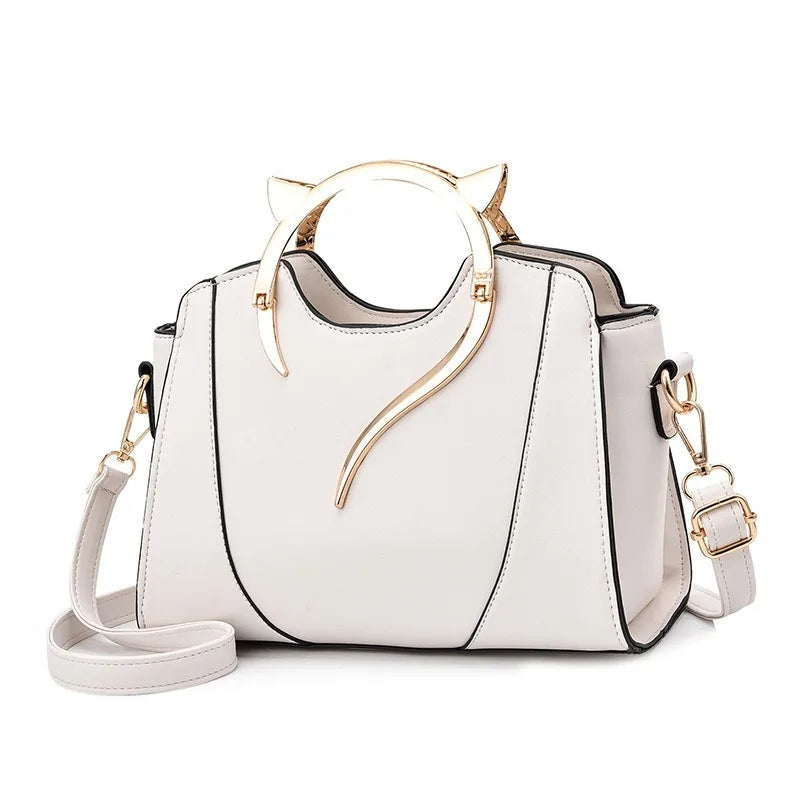 Trendy Cat Ear Design Handbag PU Leather Shoulder Bag Women’s - Chain Crossbody