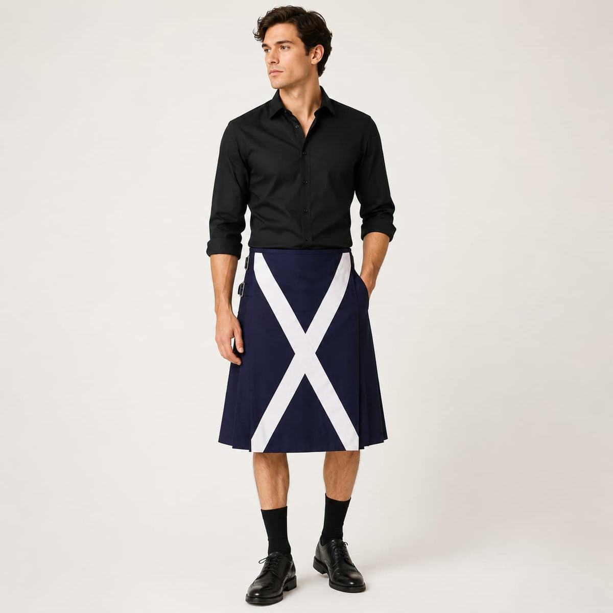 Scottish Flag Utility Kilt Custom Handmade  Blue 100% Cotton Kilt