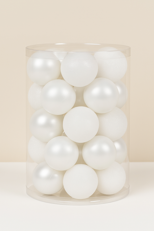 Silver Christmas Baubles 6cm – Pack of 20 | Shiny & Glitter Finish