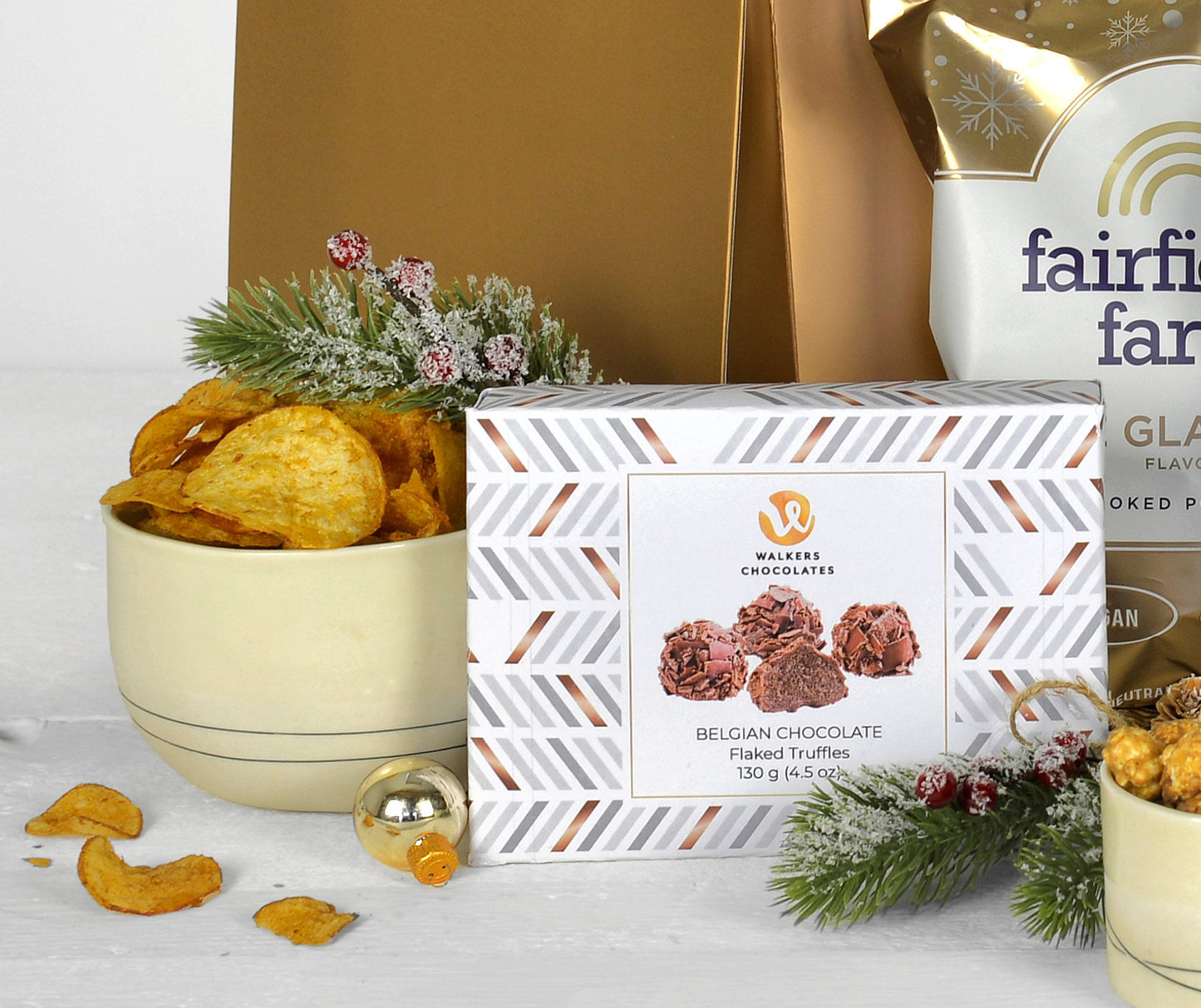 Christmas Gift Bag – Pinot Grigio, Luxury Popcorn & Chocolate Truffles