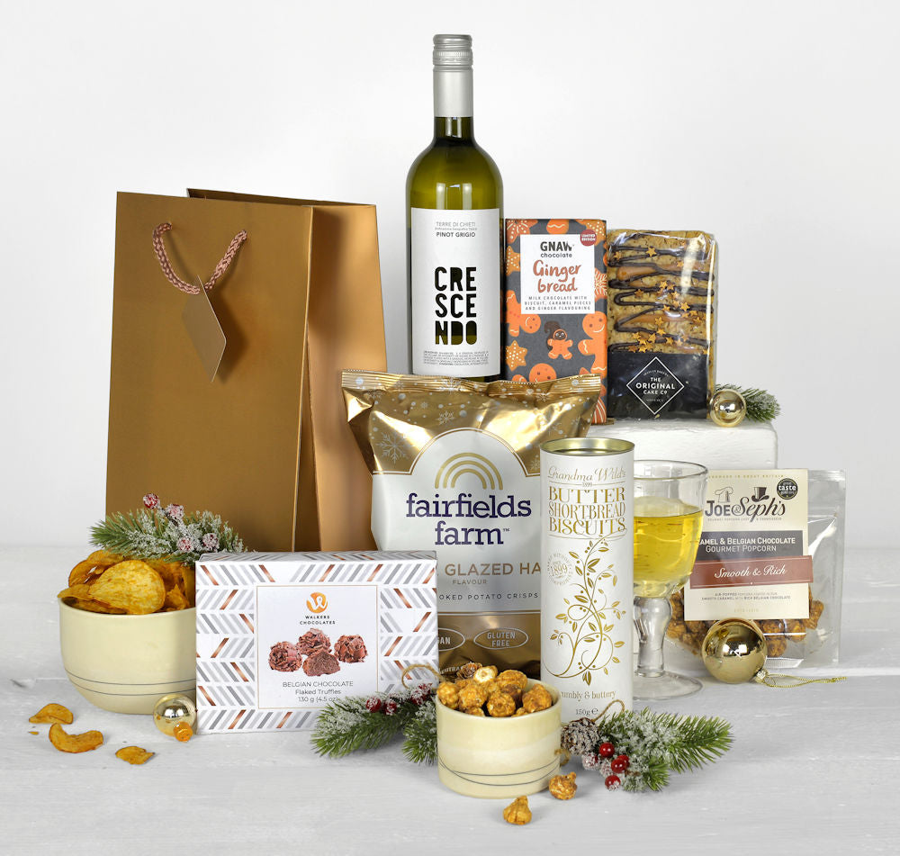 Christmas Gift Bag – Pinot Grigio, Luxury Popcorn & Chocolate Truffles