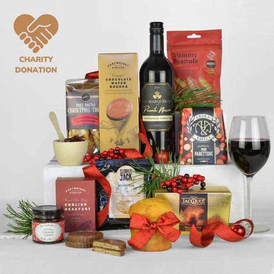 Geschenkbox Heiligabend – Präsentkorb mit festlichen Speisen und Weinen