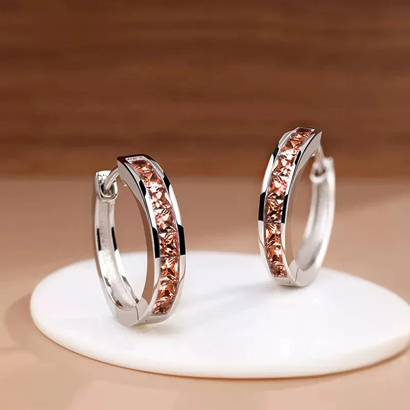 Classic Design Women Hoop Earrings with Princess Square CZ – Ladies Jewellery