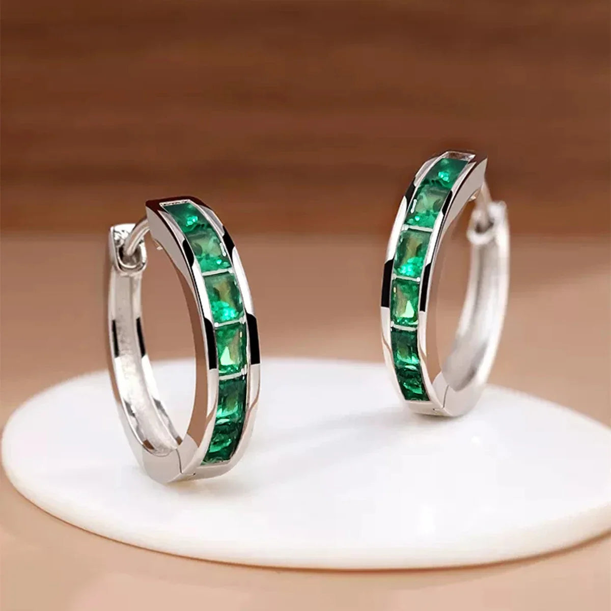 Classic Design Women Hoop Earrings with Princess Square CZ – Ladies Jewellery