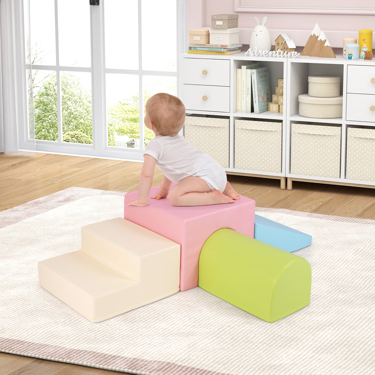 Climb and Crawl Foam Block Play Set for Infant Baby and Toddlers-Blue