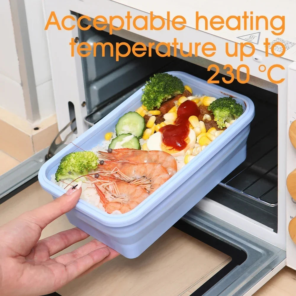 Collapsible Silicone Food Storage Containers with Lids & Vents - Kitchen Meal Prep Container Set