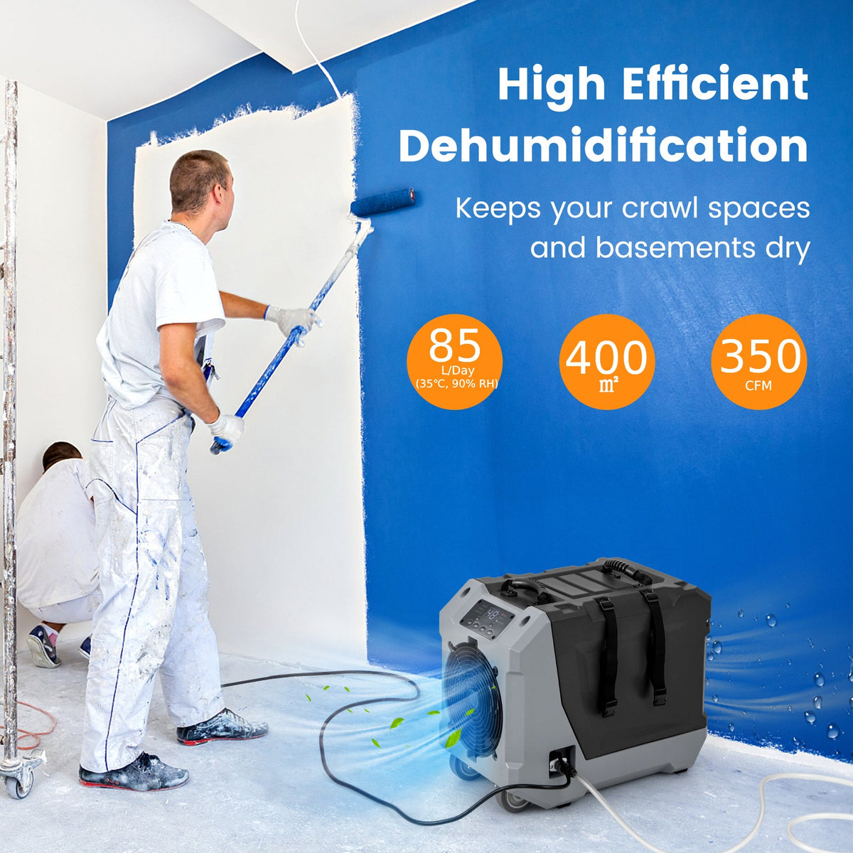 85 L/Day Commercial Dehumidifier with Auto Defrost-Black