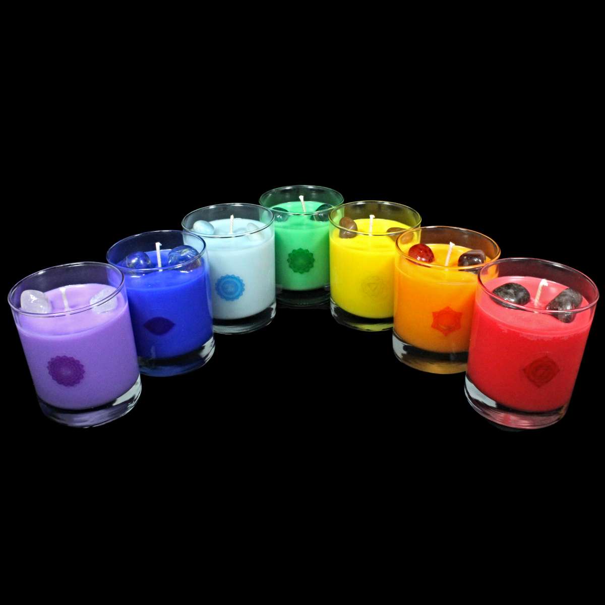 Komplettes Chakra-Kristall-Duftkerzen-Set