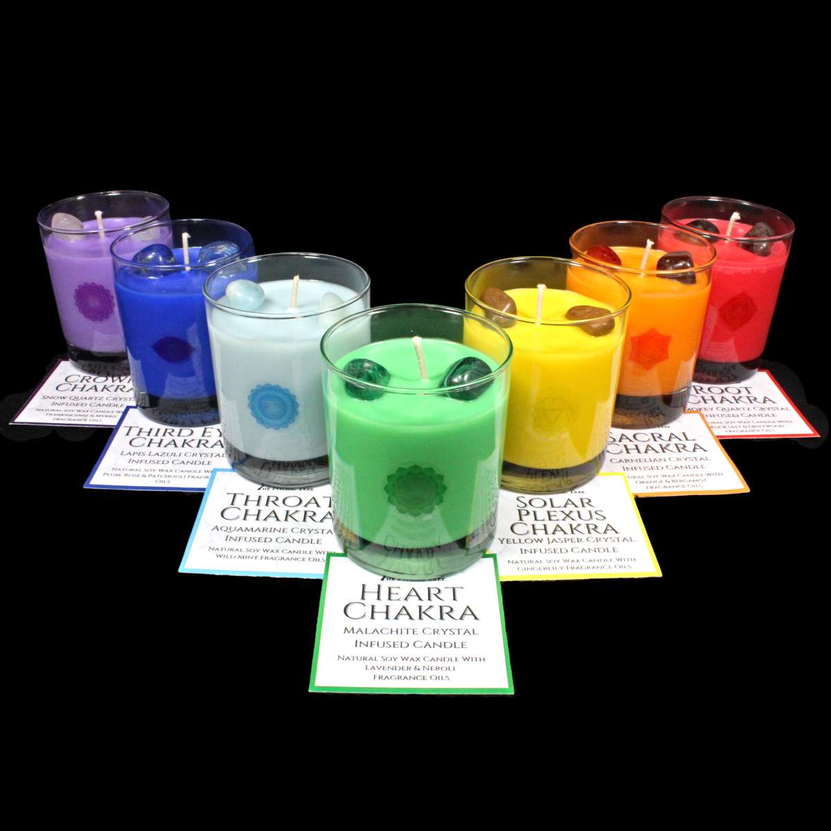 Komplettes Chakra-Kristall-Duftkerzen-Set