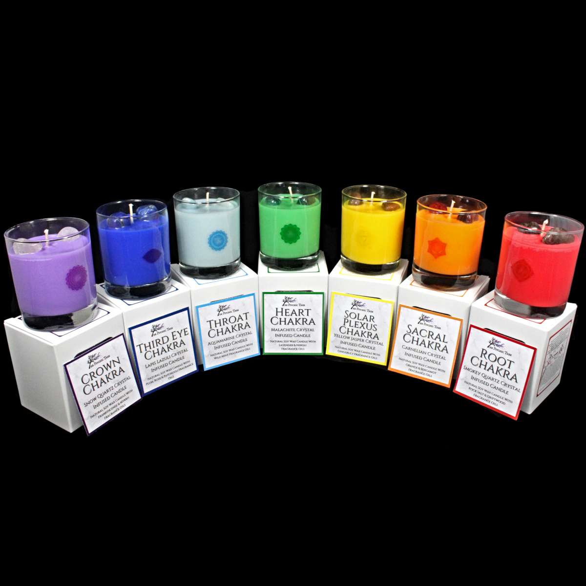 Komplettes Chakra-Kristall-Duftkerzen-Set