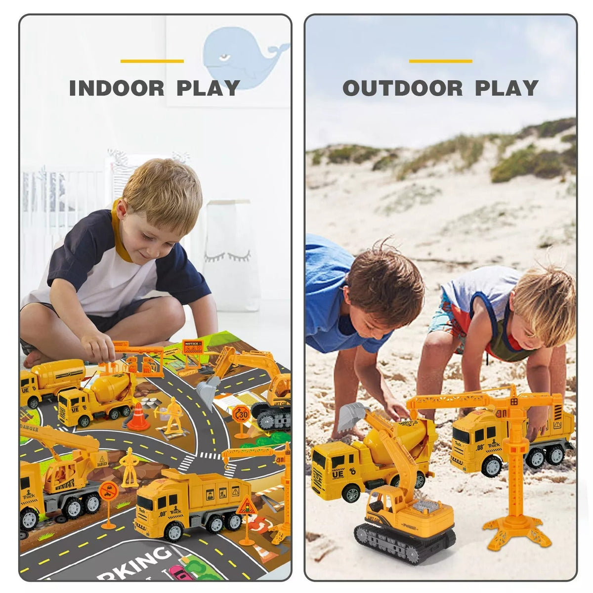 Construction Vehicle Toy 38 Piece Set Large Play Mat 11 Trucks Kids Gift Toys