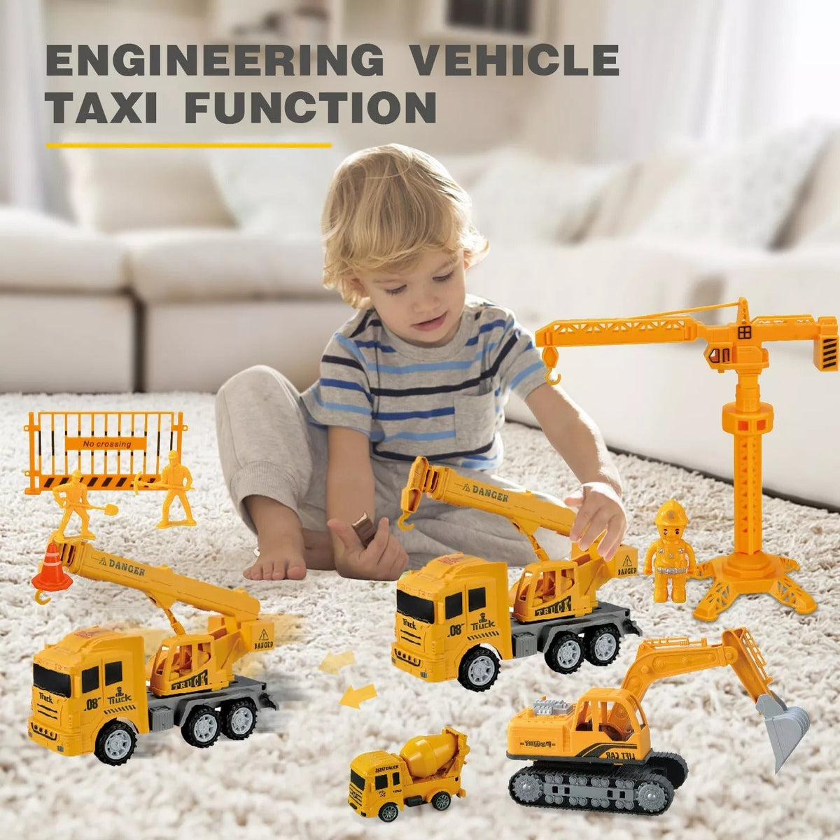 Construction Vehicle Toy 38 Piece Set Large Play Mat 11 Trucks Kids Gift Toys
