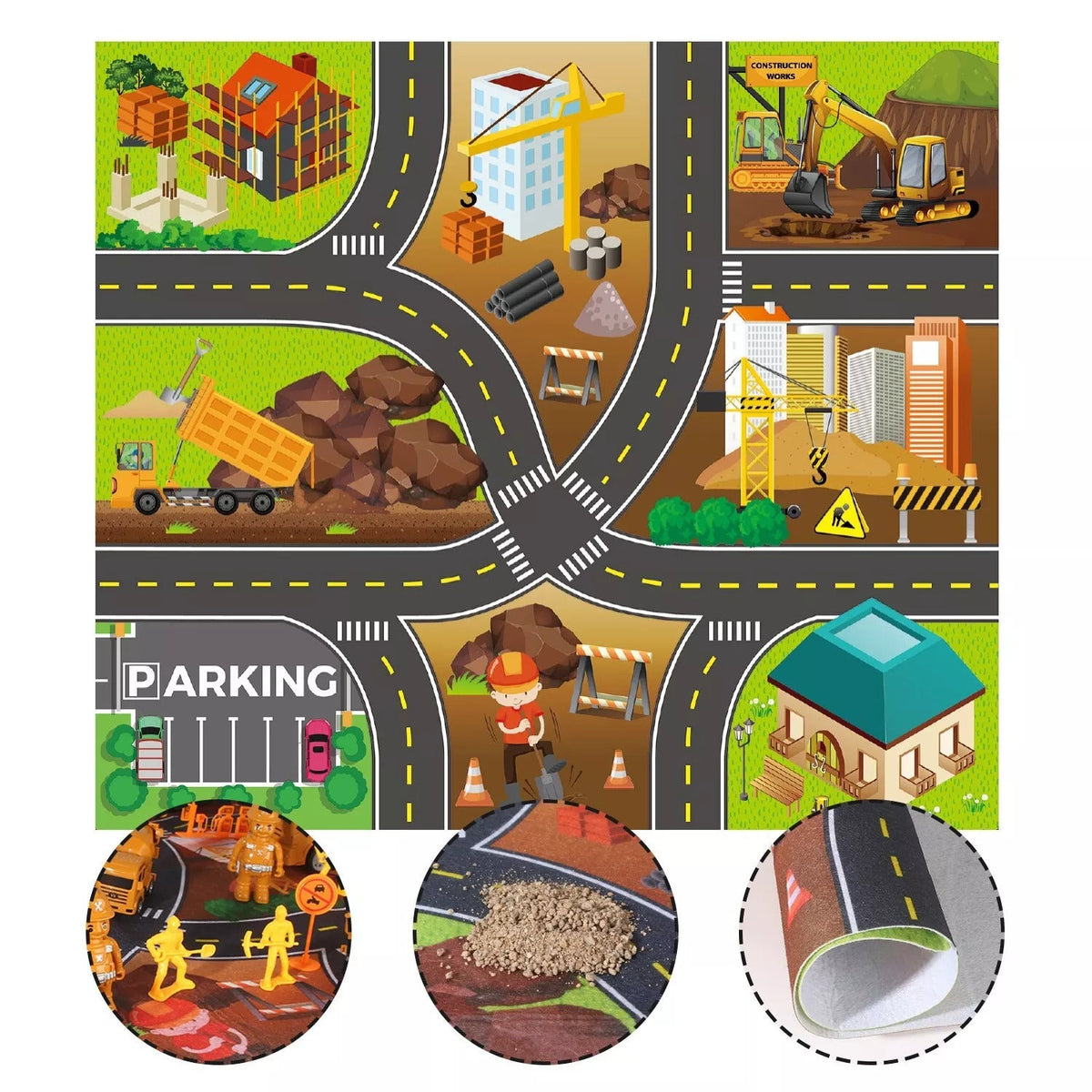 Construction Vehicle Toy 38 Piece Set Large Play Mat 11 Trucks Kids Gift Toys
