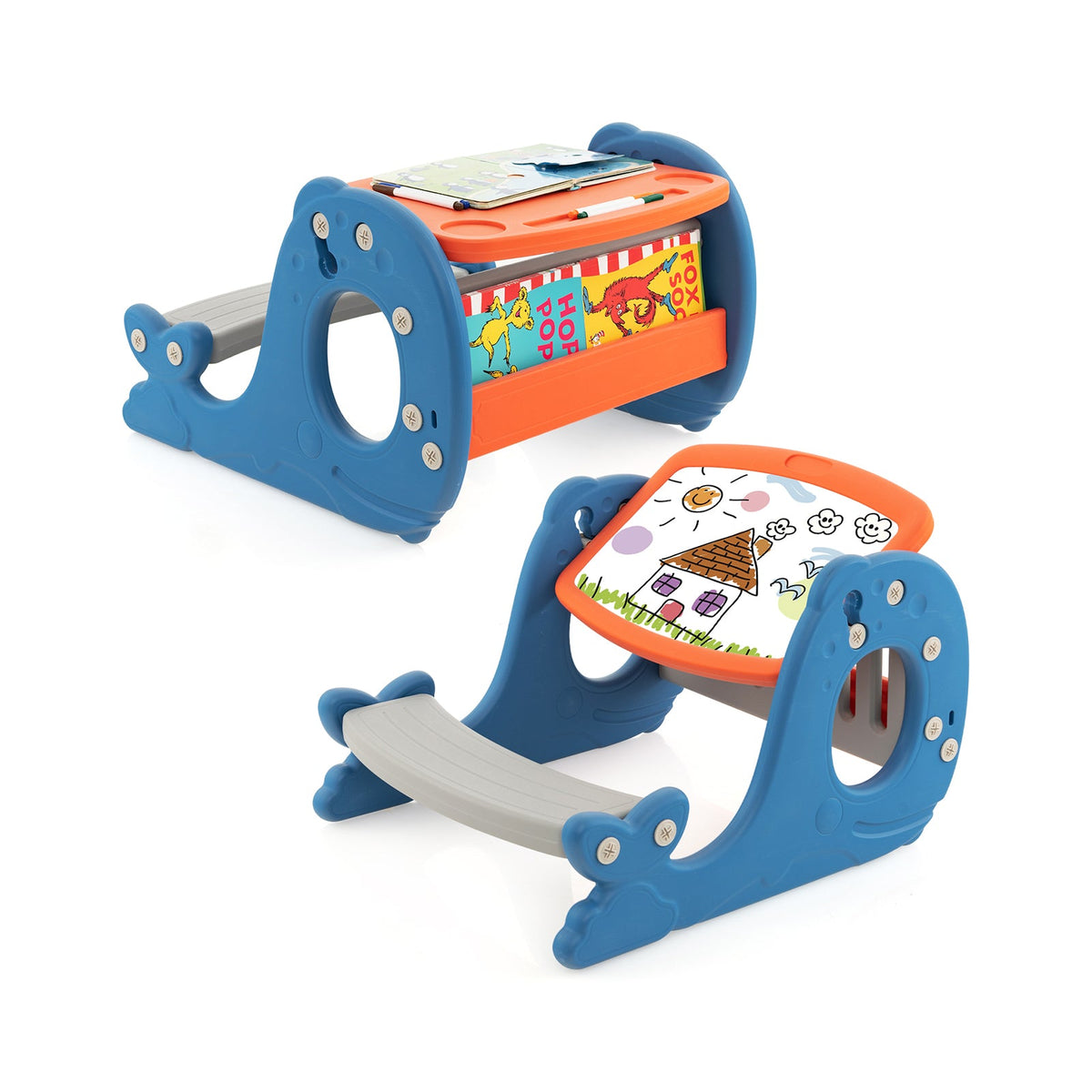 Multi-functional Convertible Kids Activity Table Set-Blue