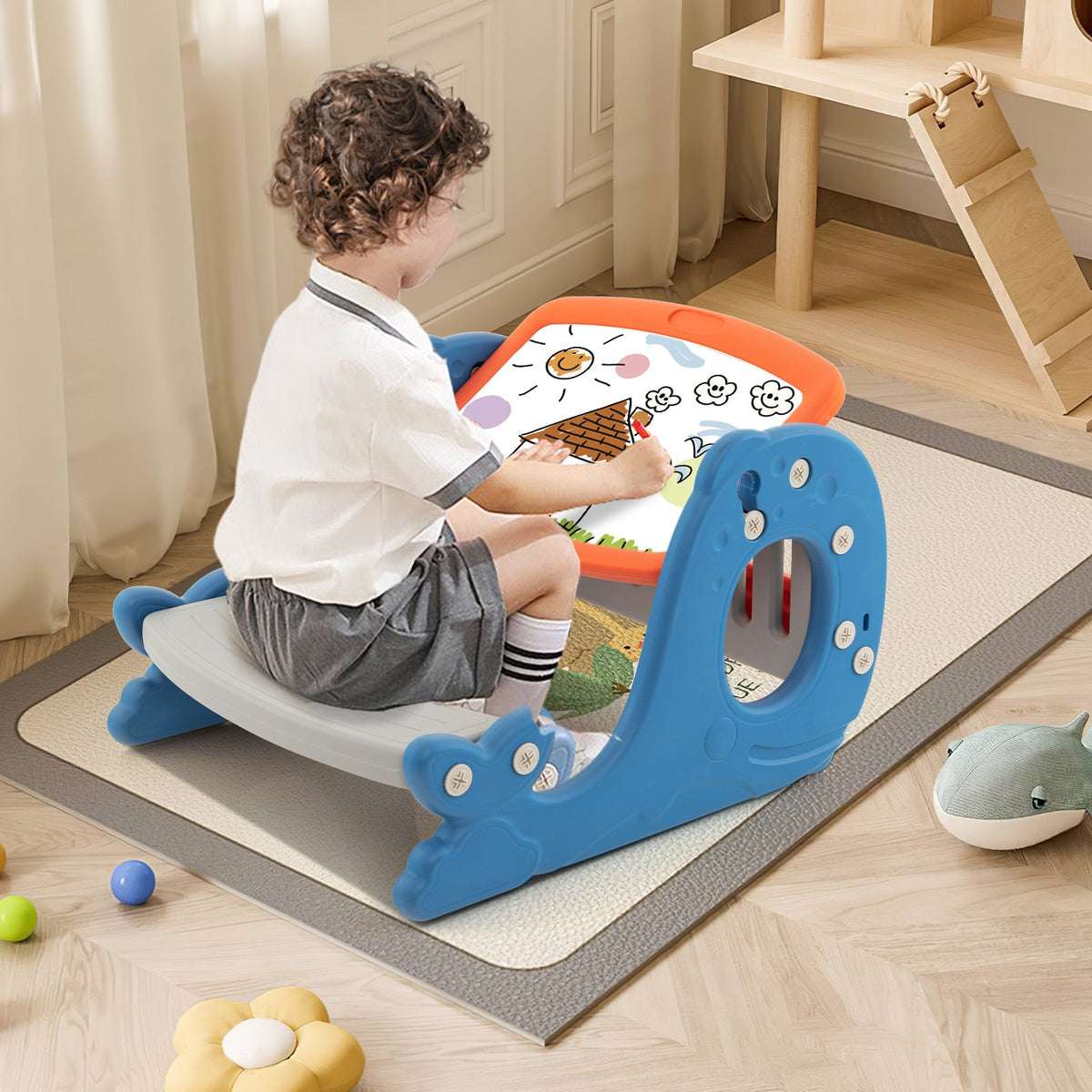 Multi-functional Convertible Kids Activity Table Set-Blue