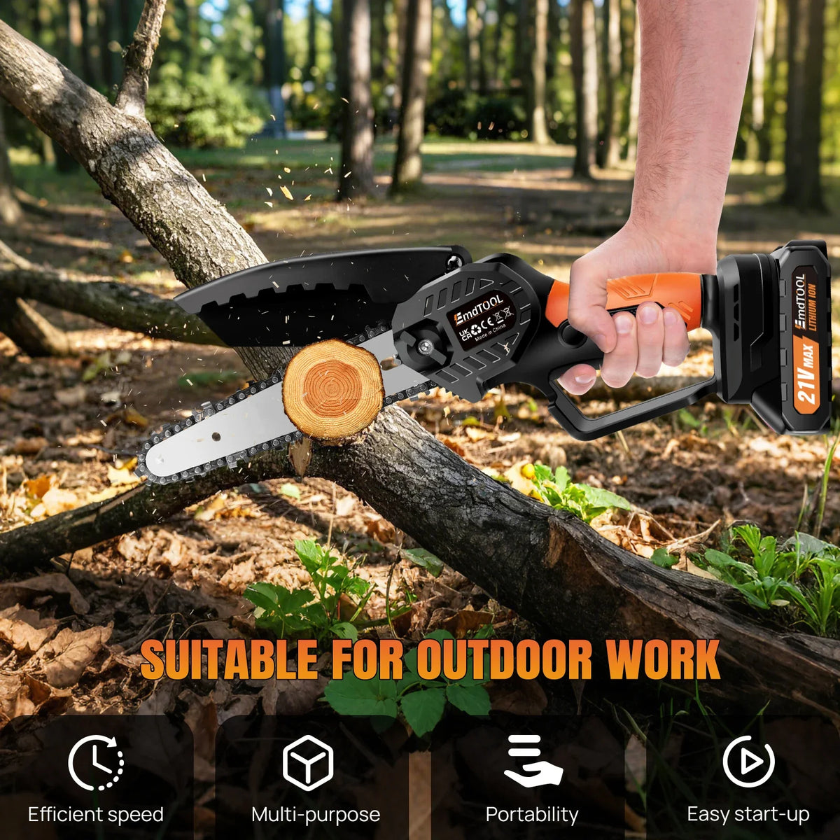 Cordless Mini Chainsaw 6-Inch Handheld Chain Saw - Electric Wood Cutting Tool