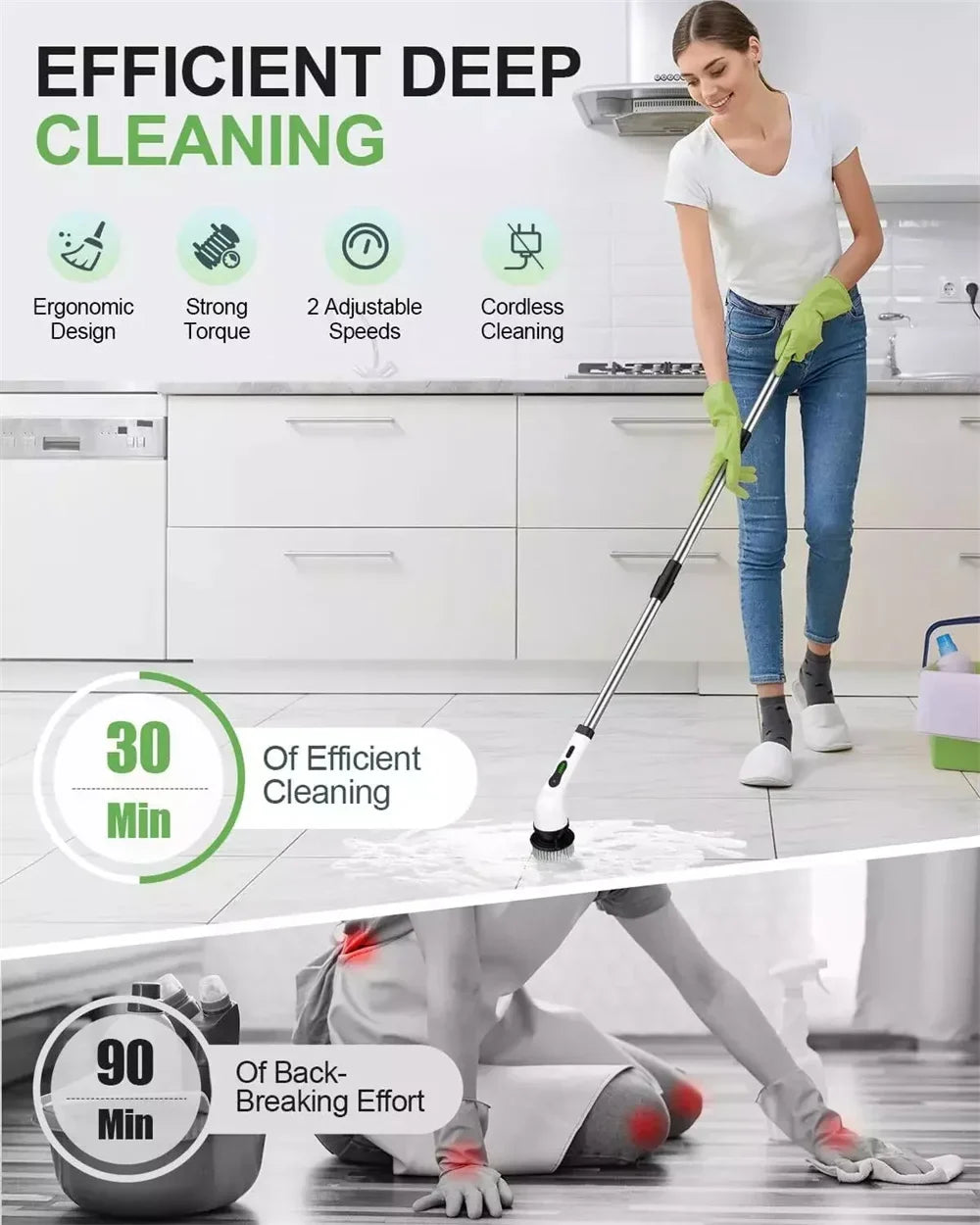 9-in-1 Electric Spin Scrubber Handheld Cleaning Brush – Cordless Power Scrubber