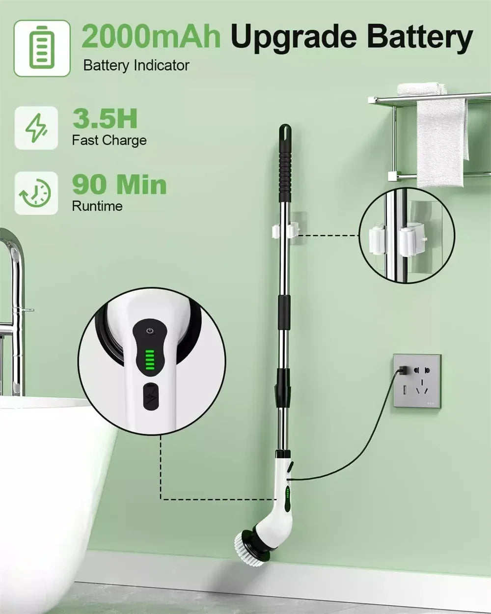 9-in-1 Electric Spin Scrubber Handheld Cleaning Brush – Cordless Power Scrubber