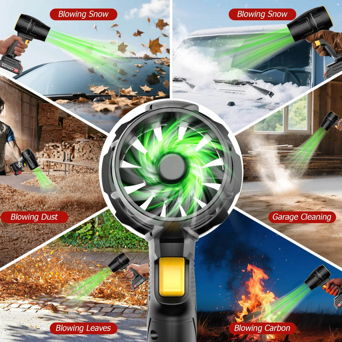Cordless Turbo Jet Leaf Blower with 2 Batteries Powerful Handheld Garden Tool