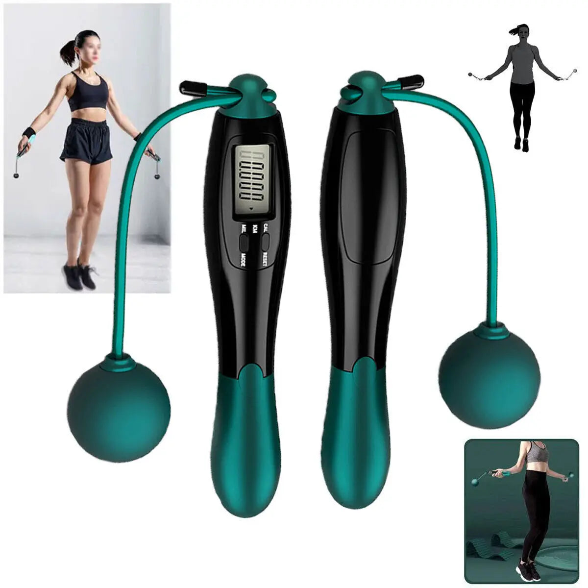 Cordless Jump Rope Ropeless Skipping Rope with Digital Counter Home Fitness