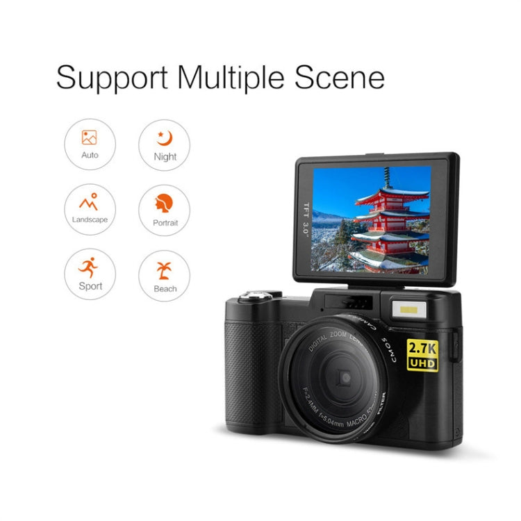 R2 2.7K Vlog-Kamera 4-fach Digitalzoom Kamera mit 3,0 Zoll Flip-Screen