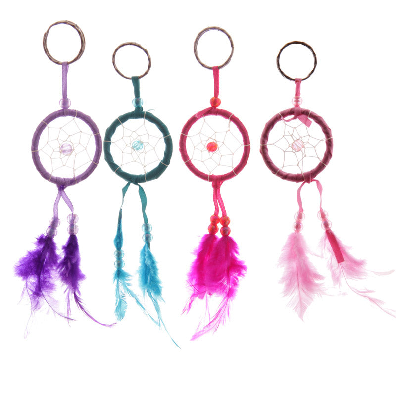 Dreamcatcher Keyring - Bright Mini Feathers