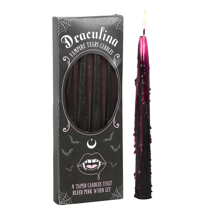 Set of 4 Pink Vampire Tears Taper Candles