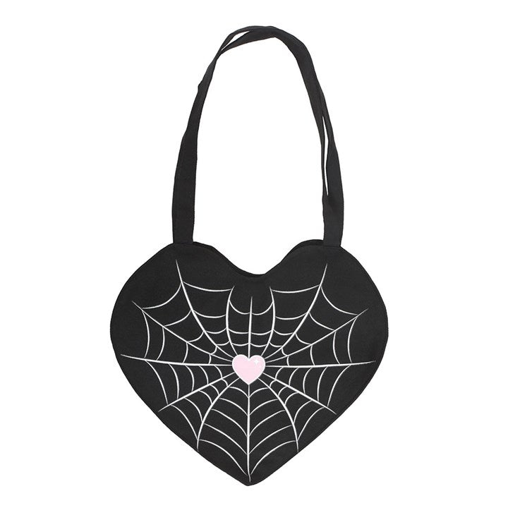Spiderweb Heart Satin Tote Bag