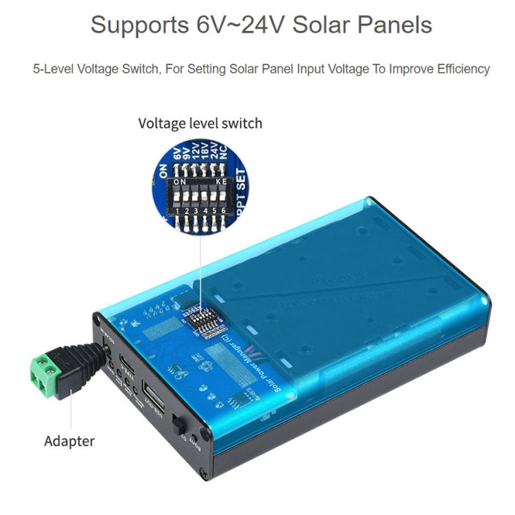 Solar Power Manager with MPPT | USB-C & Solar Input | 5V 3A Output