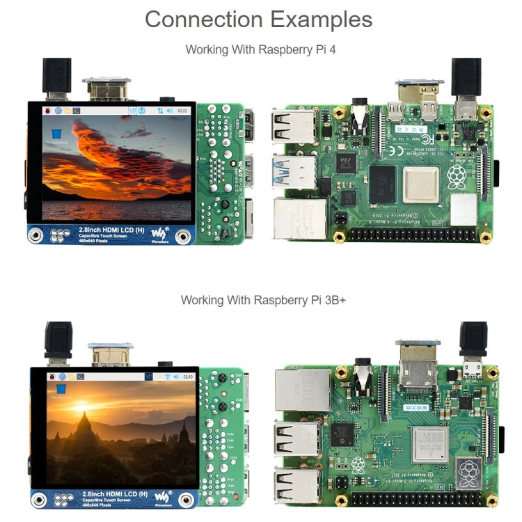 Pantalla LCD HDMI IPS (H) de 2.8 pulgadas 480x640 de Waveshare con laminado completo