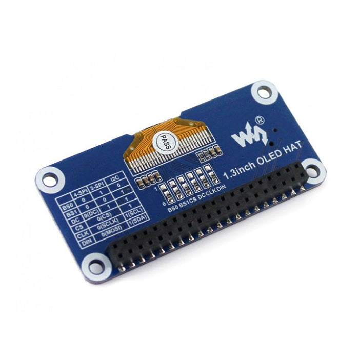 Waveshare 1.3inch OLED Display HAT for Raspberry Pi | 128x64 Blue