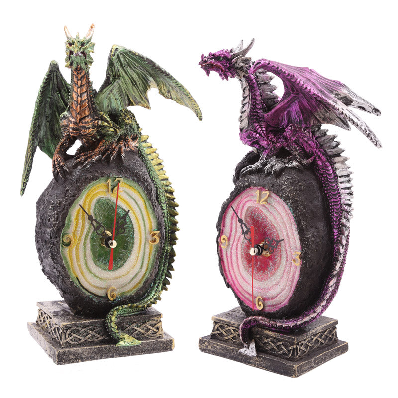 Geode Crystal Dragon Mantle Clock